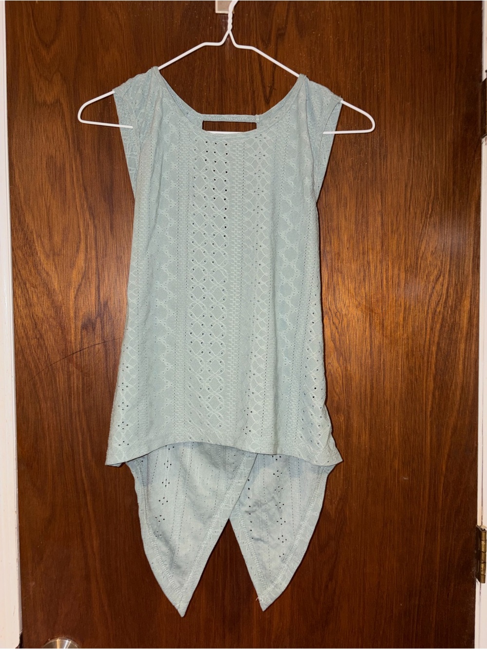 Light Blue Crochet Overlay Sleeveless Top